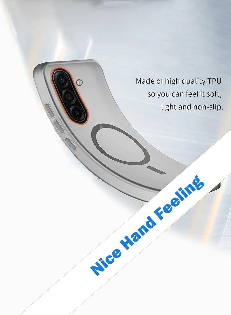 دبليو تيك غطاء هاتف سامسونج جالاكسي S26 5G 2026 هجين شبه شفاف مع ماجسيف للشحن المغناطيسي وارتفاع حول الكاميرا لمظهر أنيق (MCMPMN) - رمادي - Image 3